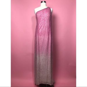 Vintage Y2K pink ombre bead silk maxi dress L